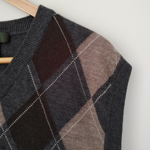 Pronto Uomo Knit Sweater Vest Argyle Size Large Wool Blend - Picture 3 of 11